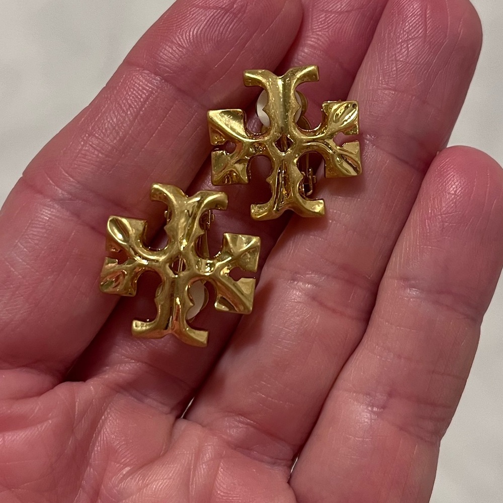 Cross Shaped Gold Clip-on Earrings